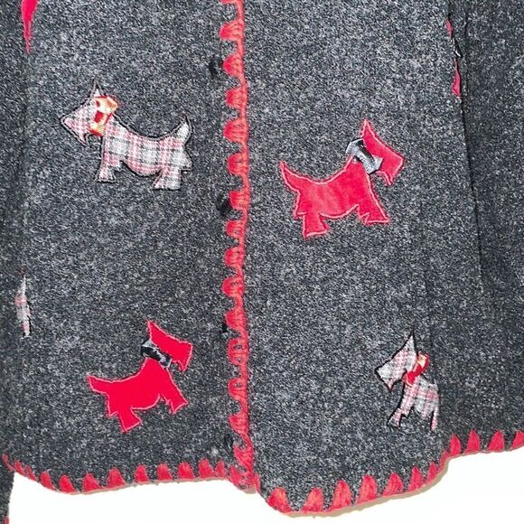 Vtg 2000 Marisa Christina (The Christmas Collection) Scottie dog cardigan - Picture 3 of 12